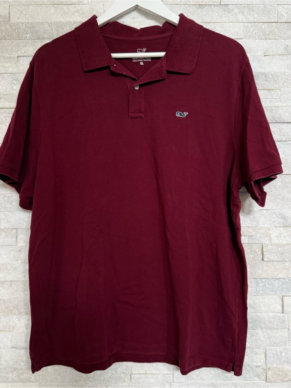 Vineyard Vines Men’s Heritage Pique Polo, Size XL, Burgundy, 1G012439